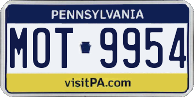 PA license plate MOT9954