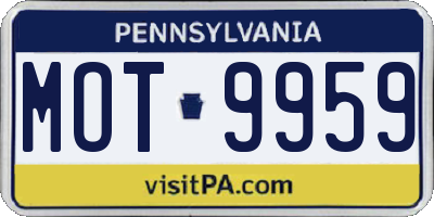 PA license plate MOT9959