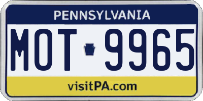 PA license plate MOT9965