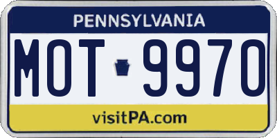 PA license plate MOT9970