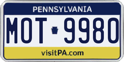 PA license plate MOT9980