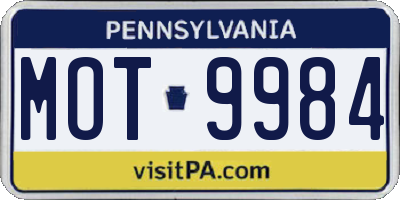 PA license plate MOT9984