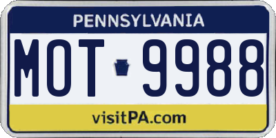 PA license plate MOT9988