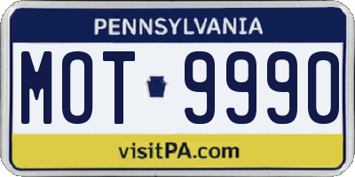 PA license plate MOT9990