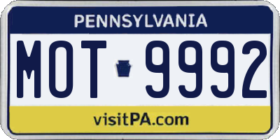 PA license plate MOT9992