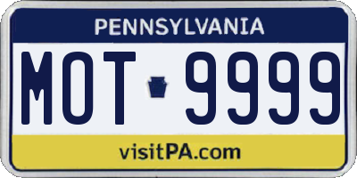 PA license plate MOT9999