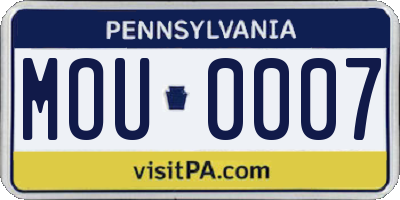 PA license plate MOU0007