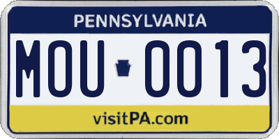 PA license plate MOU0013
