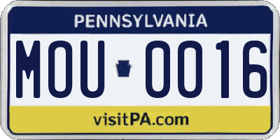 PA license plate MOU0016