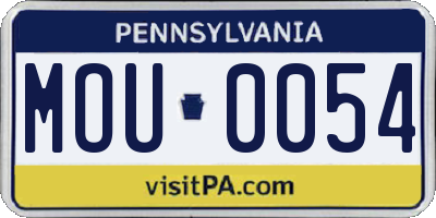 PA license plate MOU0054