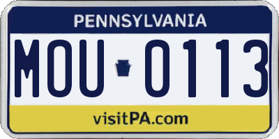 PA license plate MOU0113