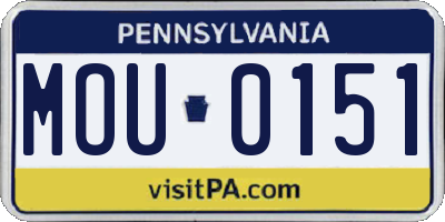 PA license plate MOU0151