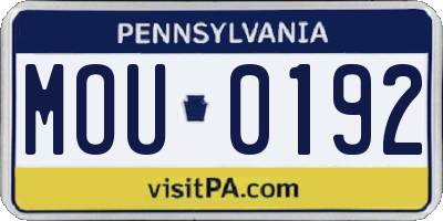 PA license plate MOU0192