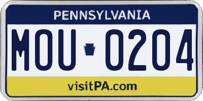 PA license plate MOU0204