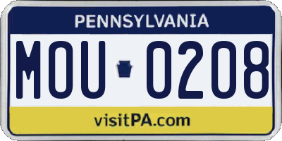 PA license plate MOU0208