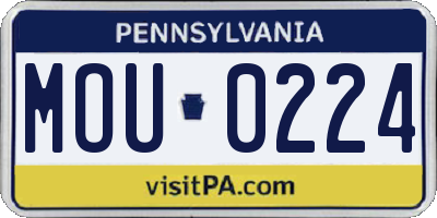 PA license plate MOU0224