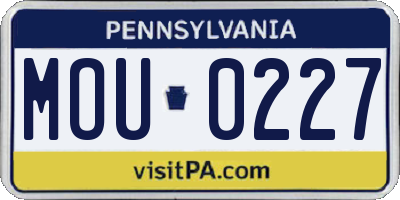 PA license plate MOU0227