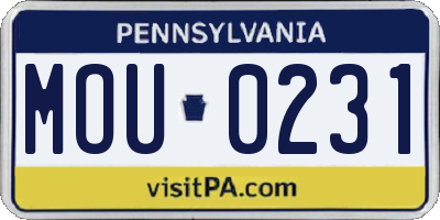 PA license plate MOU0231
