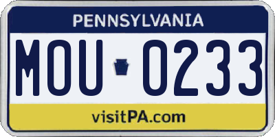 PA license plate MOU0233