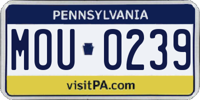 PA license plate MOU0239