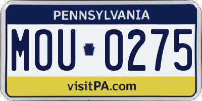 PA license plate MOU0275
