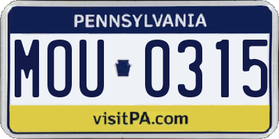 PA license plate MOU0315