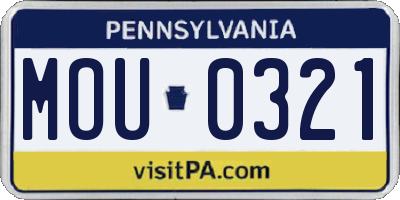 PA license plate MOU0321