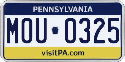 PA license plate MOU0325