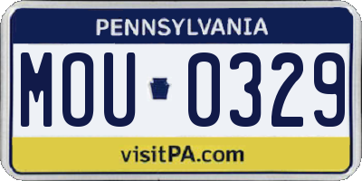 PA license plate MOU0329