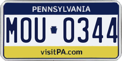 PA license plate MOU0344