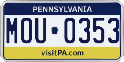 PA license plate MOU0353
