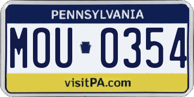 PA license plate MOU0354