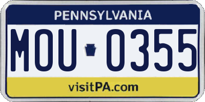 PA license plate MOU0355