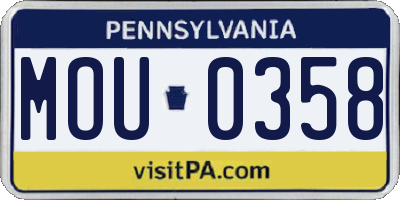 PA license plate MOU0358