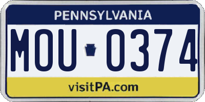 PA license plate MOU0374