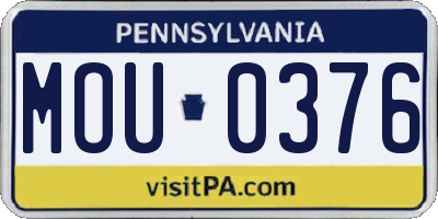 PA license plate MOU0376