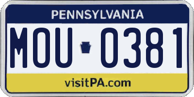 PA license plate MOU0381