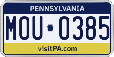 PA license plate MOU0385