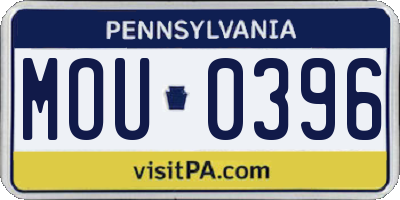 PA license plate MOU0396