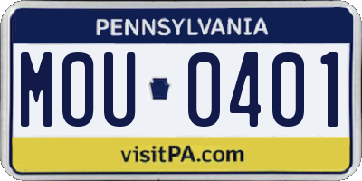 PA license plate MOU0401