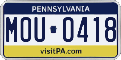PA license plate MOU0418