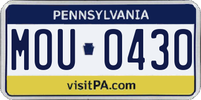PA license plate MOU0430