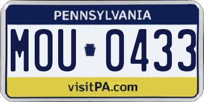 PA license plate MOU0433