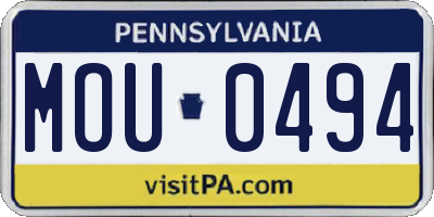 PA license plate MOU0494