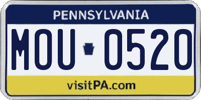 PA license plate MOU0520