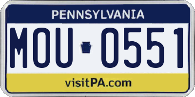 PA license plate MOU0551