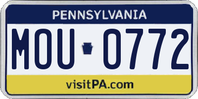 PA license plate MOU0772
