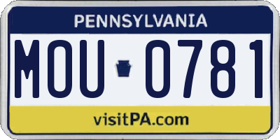 PA license plate MOU0781