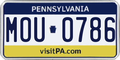 PA license plate MOU0786