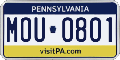 PA license plate MOU0801